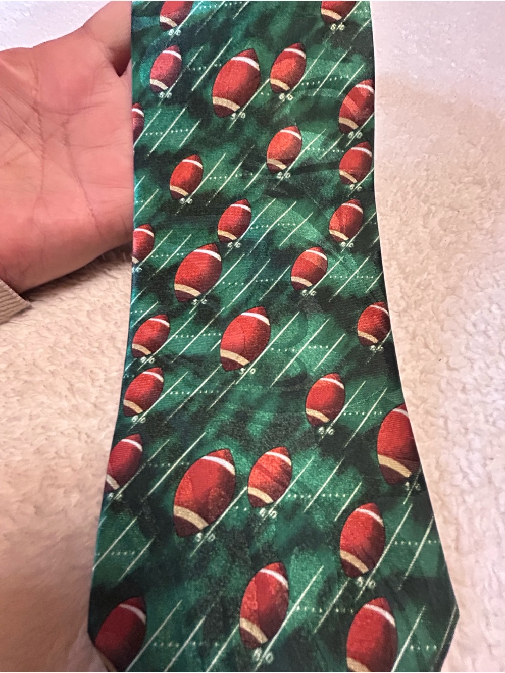🎁3 for $30 - Green Football Pattern Necktie